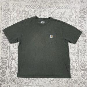 Carhartt T Shirt Loose Fit Green Chest Pocket Short Sleeve Crewneck Size Large